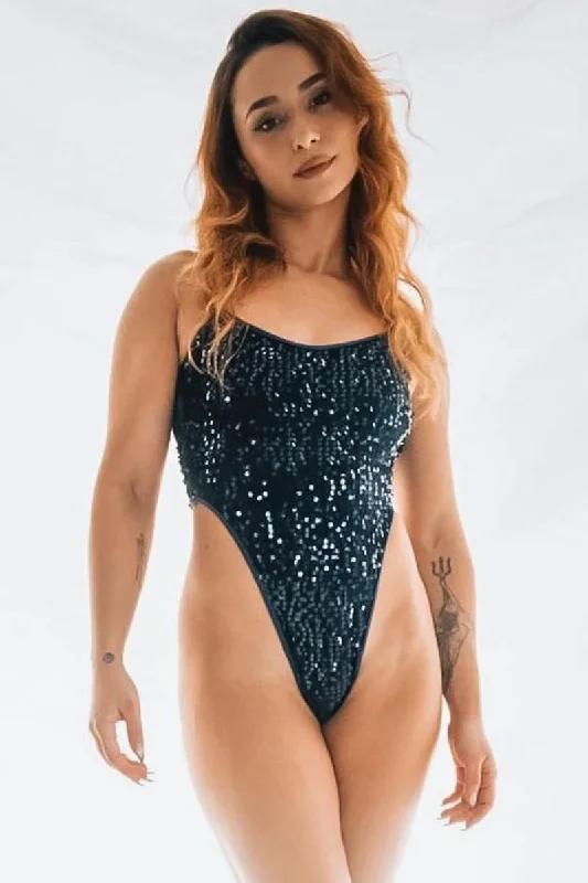 Rolling KI Bodysuit - Navy Sequin