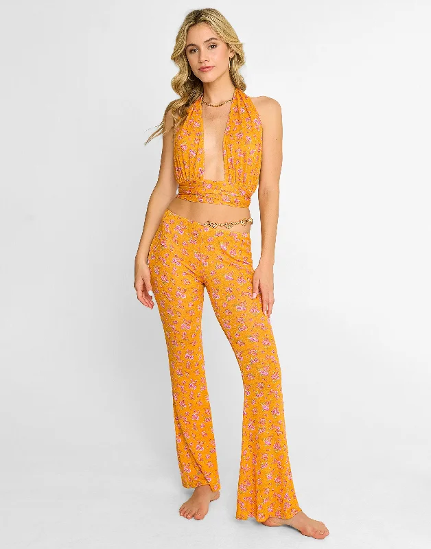 Saddie Pant - Orange Ditsy Floral