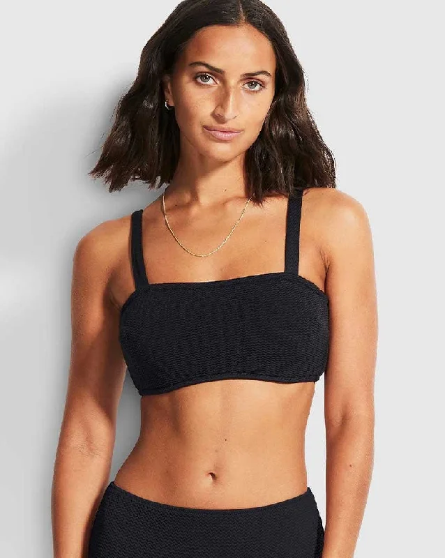 Women's Seersucker - Textured Swim Tops in Light Blue for a Preppy Beach AestheticSea Dive DD Bandeau Bra Women's Seersucker - Textured Swim Tops in Light Blue for a Preppy Beach AestheticSea Dive DD Bandeau Bra