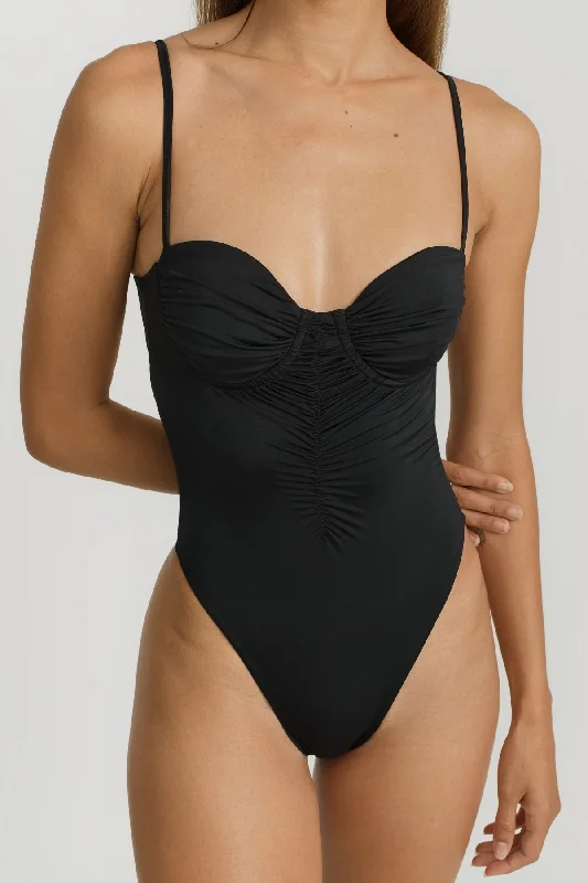 Women's Metallic One - Pieces in Silver for a Shiny and Eye - Catching Night OutfitSelene One Piece Moderate Coverage - Black