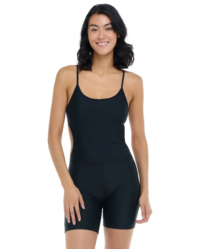 Women's Sleeveless One - Pieces in Yellow with Floral Appliques for a Cheerful and Spring - Like LookSmoothies Cadence One-Piece - Black