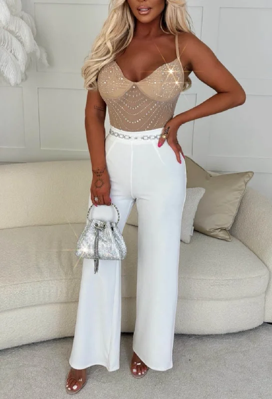 Crop Bodysuits to Pair with High - Waisted BottomsTake A Hint Nude Sheer Embellished Bodysuit Crop Bodysuits to Pair with High - Waisted BottomsTake A Hint Nude Sheer Embellished Bodysuit