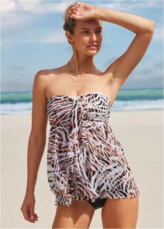 Women's Halter Neck Swim Tops with Tie - Back in Neon Colors for a Bold Summer VibeLanai Bandeau Tankini - Into The Wild Women's Halter Neck Swim Tops with Tie - Back in Neon Colors for a Bold Summer VibeLanai Bandeau Tankini - Into The Wild