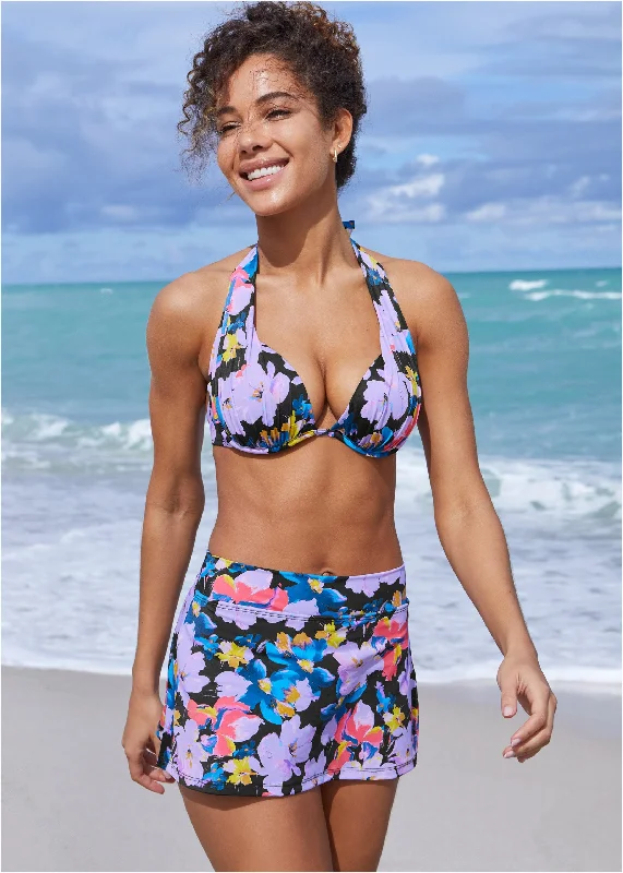 Women's Long - Sleeve Rash Guard Swim Tops in Black for Sun Protection and SurfingMarilyn Push-Up Enhancer Top - Evening Bloom Women's Long - Sleeve Rash Guard Swim Tops in Black for Sun Protection and SurfingMarilyn Push-Up Enhancer Top - Evening Bloom